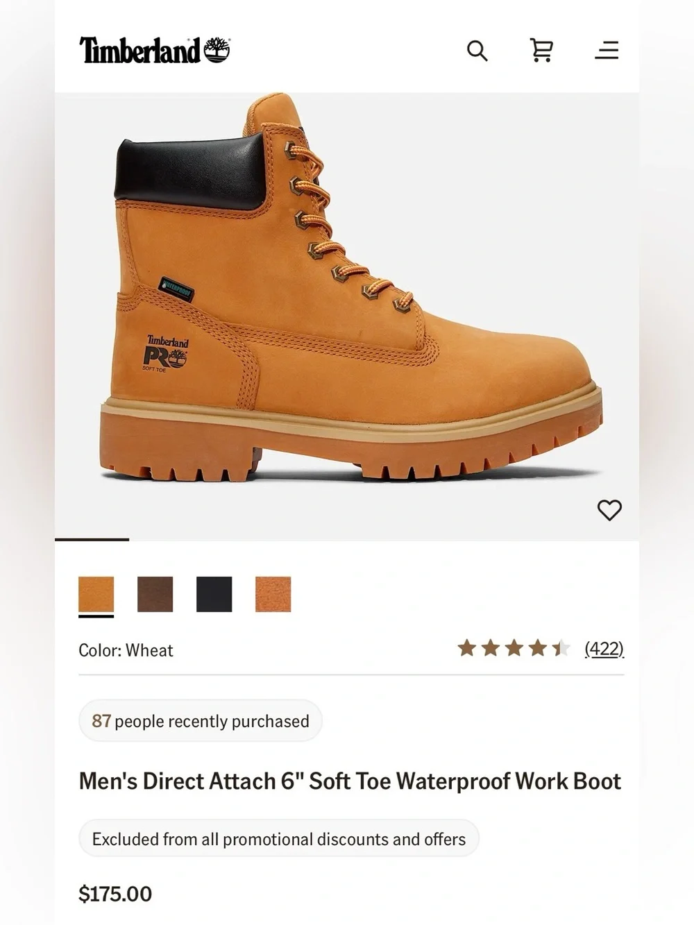 Timberland NEW Men's Direct Attach 6